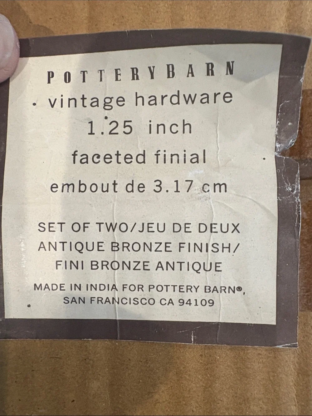 Pottery Barn Antique Bronze Faceted Finials for Curtain Rods or Holdbacks, 4